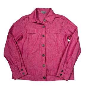 Amber Sun Collection Linen Lightweight Shirt Jacket Shacket Red Pink Small